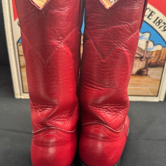 Vintage Women's Justin Red Roper Western Cowgirl Boots size 5 with Box - Picture 7 of 10